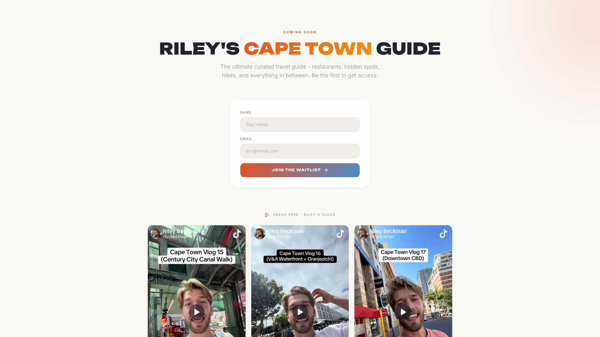 Interactive Cape Town Travel Guide interface preview